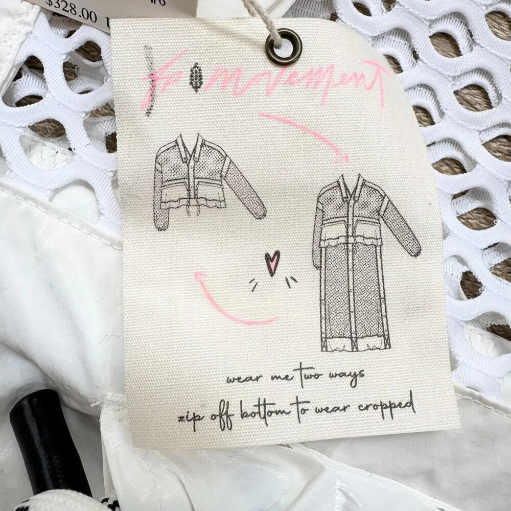 NWT Free People Movement Mesh Convertible Trench Jacket White Small